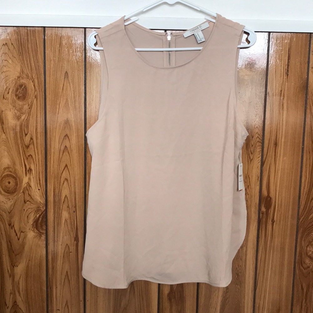 Tan Forever 21 Contemporary Tank Top (M)